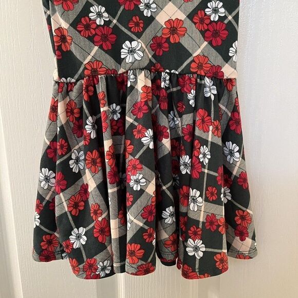 Dot Dot Smile Floral Plaid Cap Twirl Dress Red Green Christmas Holiday 12-24 Mos - Picture 9 of 9